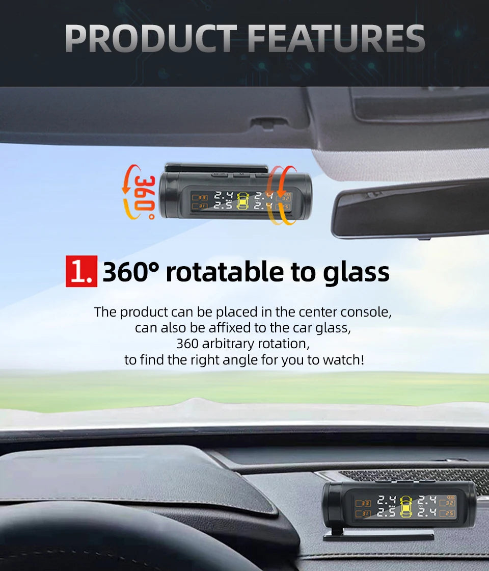 Wireless Tire Pressure Monitoring System Temperature Warning Removable Battery Battery Version 4 Sensors  TPMS Car Tyre Pressure