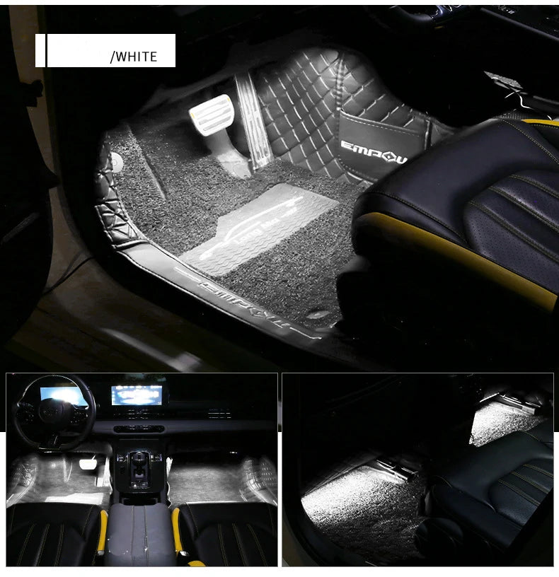 LED RGB Car Foot Ambient Light With USB Wireless Remote Voice Music APP Control Cigarette Lighter Car Footwell Lights