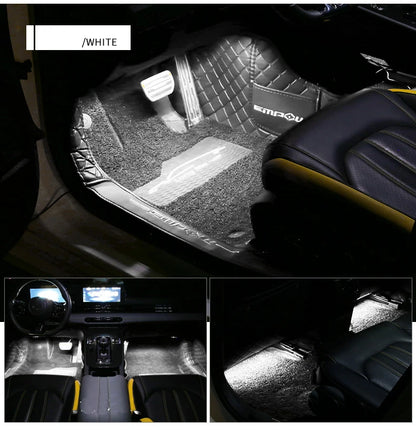 LED RGB Car Foot Ambient Light With USB Wireless Remote Voice Music APP Control Cigarette Lighter Car Footwell Lights