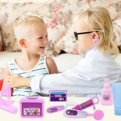 14Pcs Kit Doctor Role Play Set for Children Educational Pretend Nurse Practice Set with Stethoscope Carrying Case