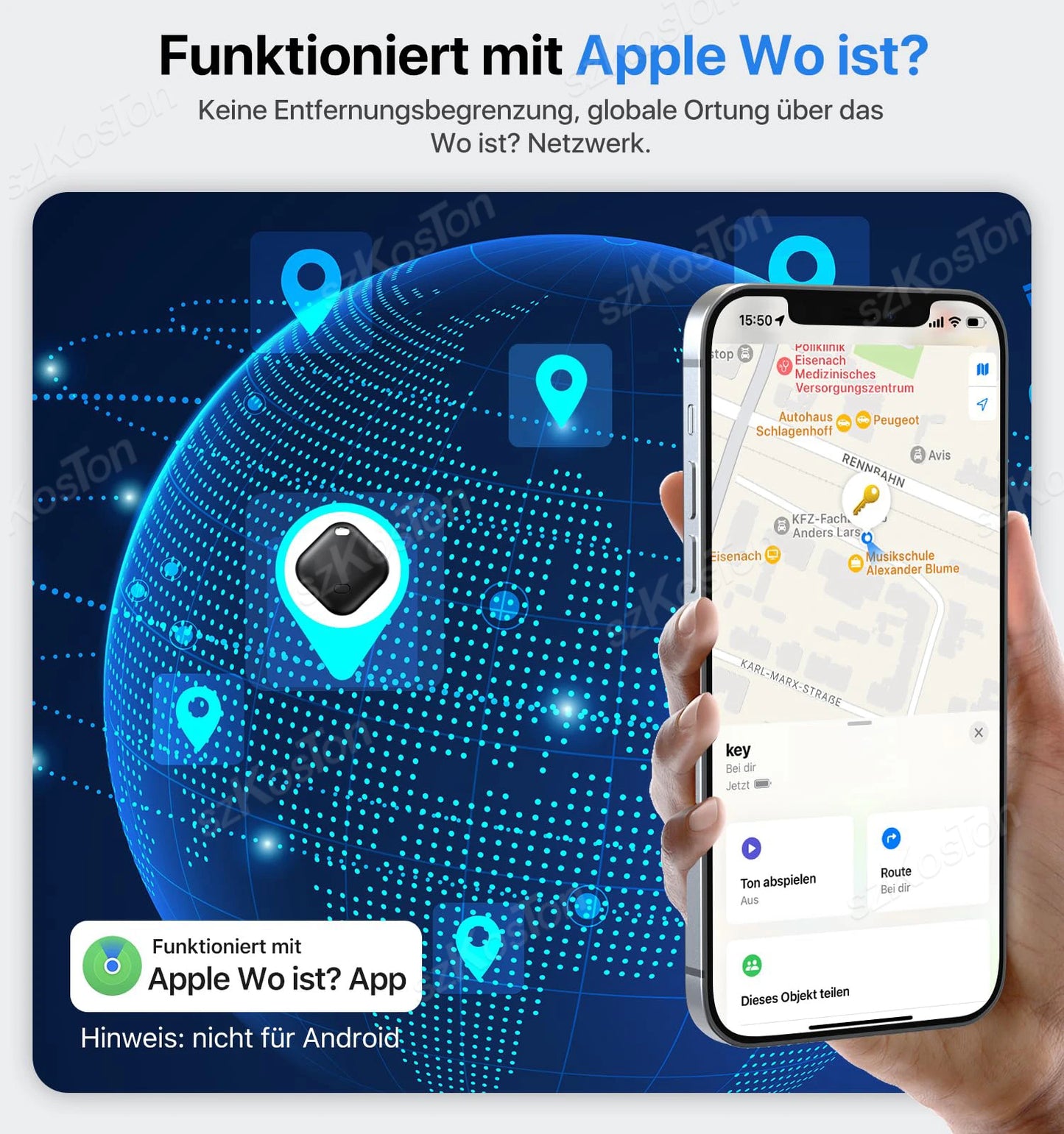 Mini GPS Tracker Compatible with iOS Find My APP Dog Cat Locator Child Finder Pet & Car Lost Tracker Smart iTag with Keychain