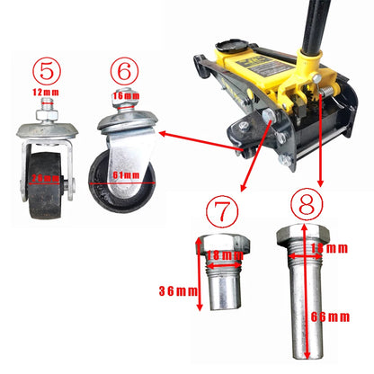 3T Horizontal Hydraulic Jack Accessories - 2.5Tons 3 Tons Torsion Spring Universal Wheel Pallet Front Wheel for Workshop Repair