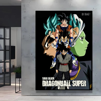 Dragon Ball Poster Super Saiyan Wall Art Goku Themed Painting Vivid Battle Design Durable Canvas Perfect for Anime Room Decor