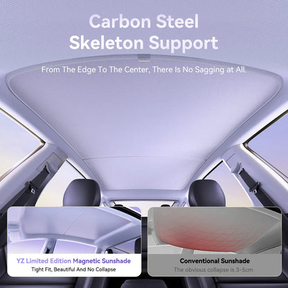 YZ magnetic suction clip Sun Shades For Tesla Model 3 Y Highland Juniper 2021-25 Glass Roof Sunshade Front Rear Sunroof Skylight