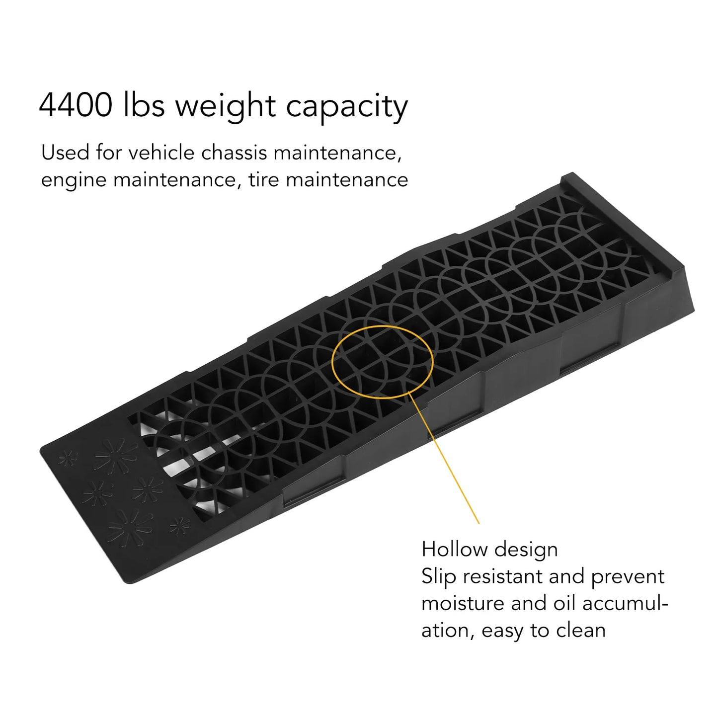Heavy Duty Vehicle Ramps 4 400lbs Capacity Low  Car Ramps Plastic Automotive Ramp for Oil Change Maintenance Black