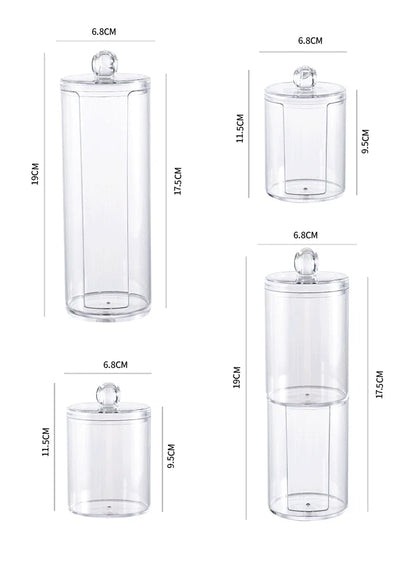 1pcs Cotton Swab Storage Box Acrylic Jar Makeup Organizer, Cotton Round Pad Holder, Q-tip Dispenser with Bamboo Lid