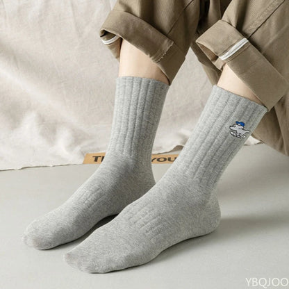 7 Pairs Spring and Autumn New Cotton Odor Proof Breathable Sweat Absorbing Mid Tube Men's Socks Trendy Personalized Men's Socks