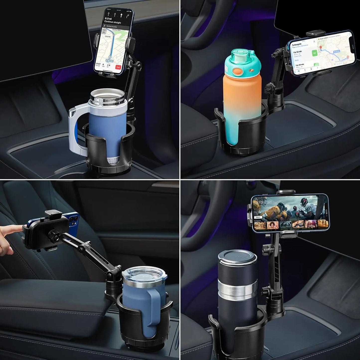 Car Phone Holder, Cup Holder Phone Mount With Memory Function 360°Rotation iPhone Car Phone Mount With Adjustable Long Neck