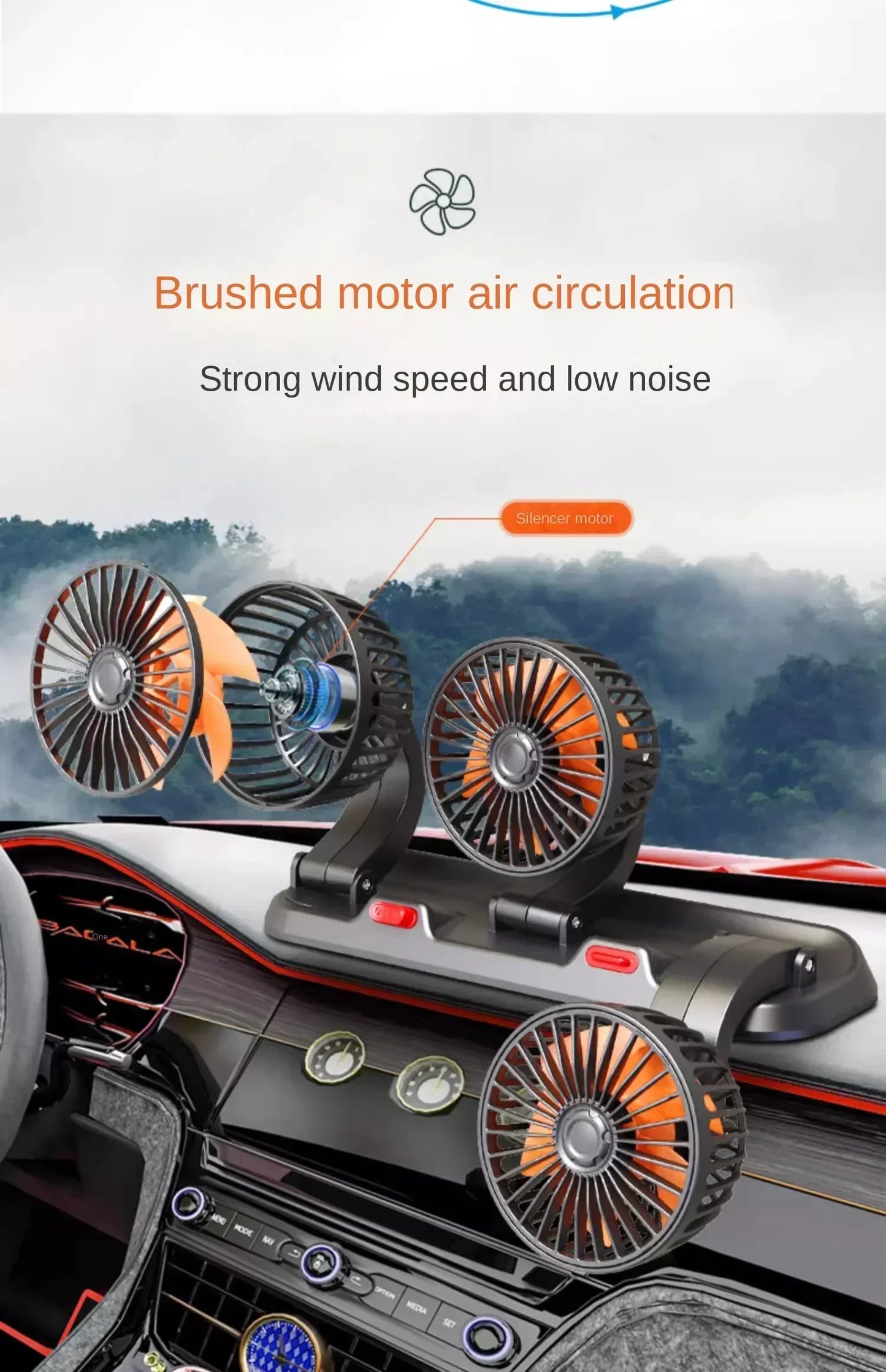 Car Fan 360° Adjustable Air Fan Automotive Electric Fan USB5V/12V/24V Fan Car Silent Fan For Home Desk Office&Car