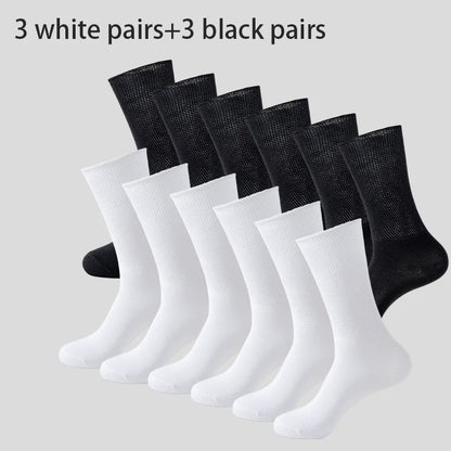 6Pairs Comfortable and Supportive Diabetic Socks for Men Moisture wicking Fabric Non-binding Top business socks