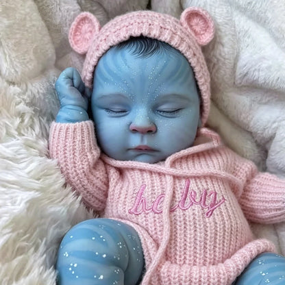 BZDOLL Cloth Body 50CM Blue Skin Avatar Reborn Baby Doll, 20 Inch Lifelike Handmade Toy, Fashion Birthday Gift