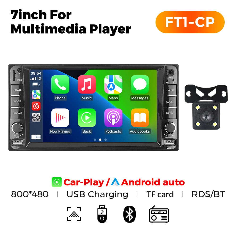 MEKEDE 2din MP5 Car Radio Universal Multimedia 7 inch HD Touch Screen Wired Carplay Android Auto BT USB FM Radio Stereo Audio