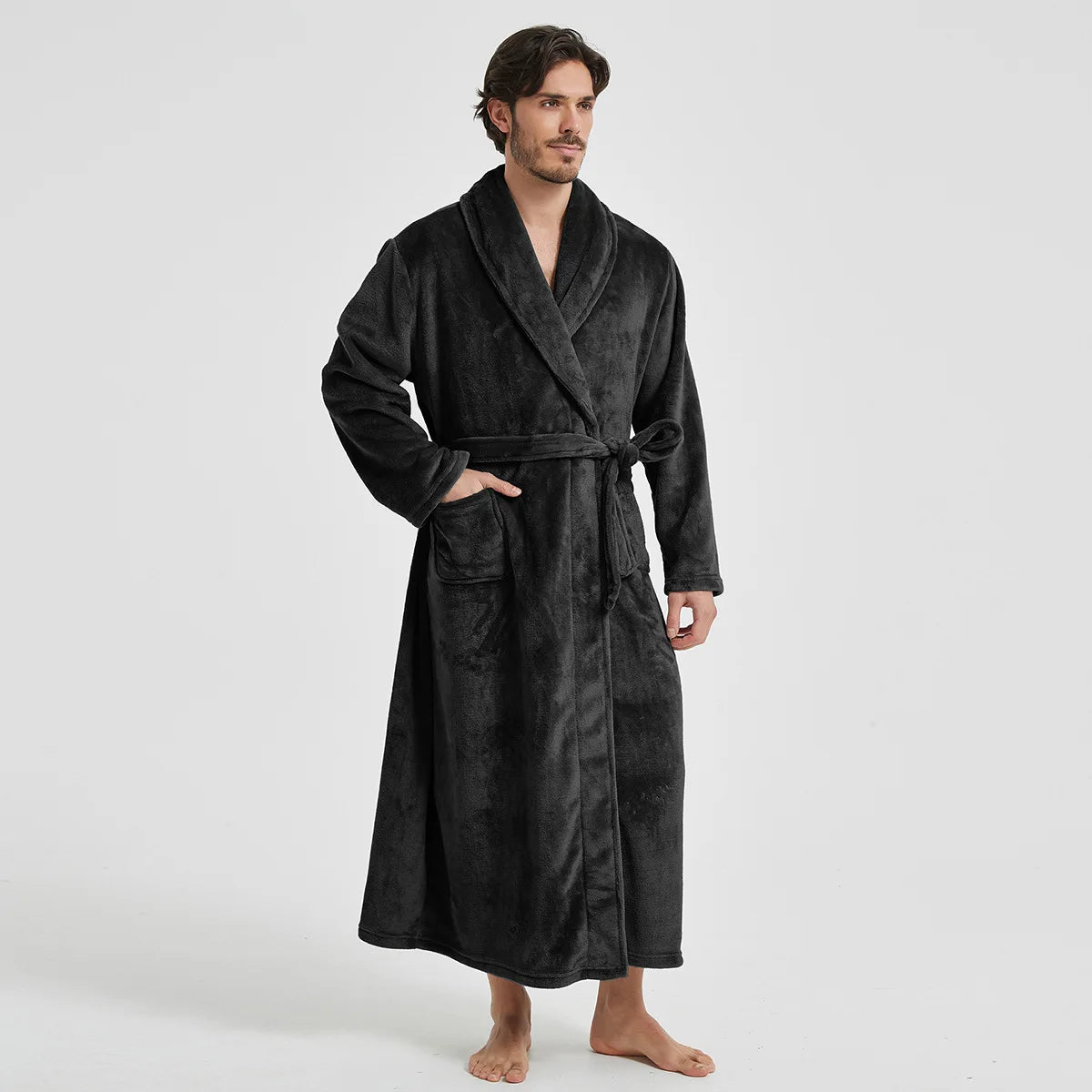 American-Style Autumn/Winter Couples' New Bathrobe, Morning Robe, Nightgown Men's Winter Pyjamas, Homewear Flannel Nightgown
