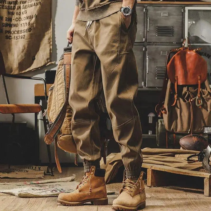 American Style Vintage Workwear Pants Men's Autumn Winter Loose Cuffed Heavy Duty New Casual Trousers Versatile Long Pants