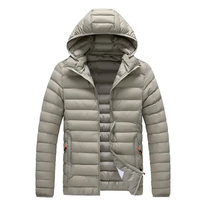 8XL Men's autumn and winter waterproof down jacket, jacket, overcoat, net, hooded casual wear, outdoor wear, hat clothing, men's