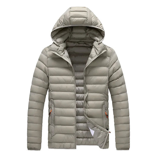 8XL Men's autumn and winter waterproof down jacket, jacket, overcoat, net, hooded casual wear, outdoor wear, hat clothing, men's