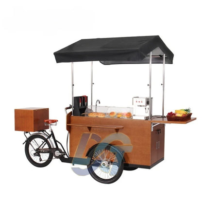 Coffee Bike Electric Mobile Coffee Bike Electric Tricycle Coffee 3-Wheel Business Bicycle Tricycle Fast Food Cart Food Bike