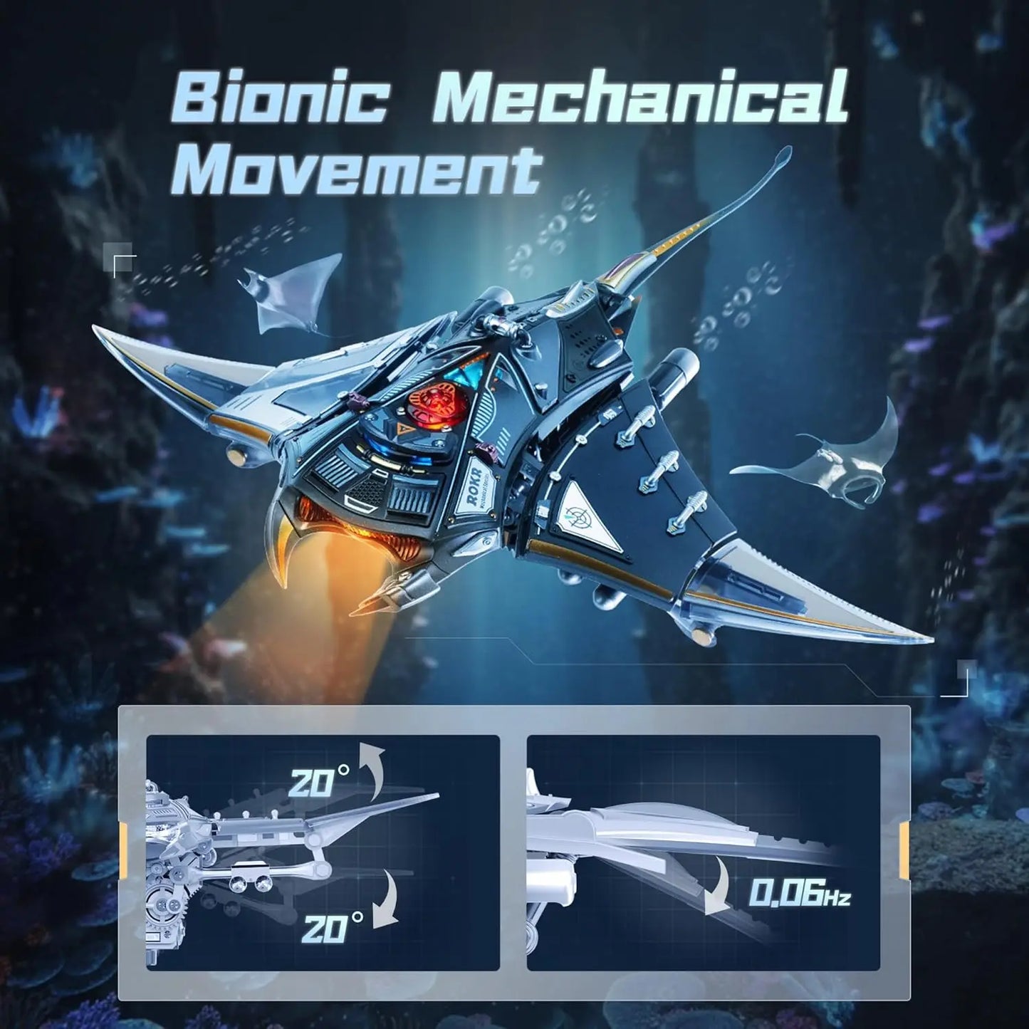 Robotime Manta Ray Mechanical Plastic Model Kits For Adults to Build 3D Puzzle Decoration Gift Idea For Toy Collectors Men