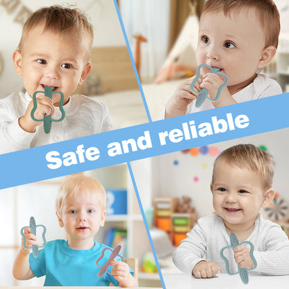 One-piece silicone teething stick with handle, baby toy teether, 6 colors, easy to grip, corn-shaped teether, BPA-free.