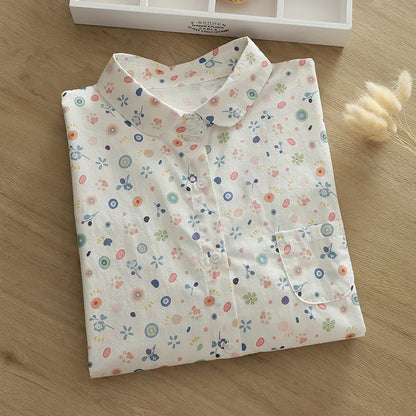 Vacation Style Colorful Printed Shirt Women 2024 New Fresh Loose Women's Casual Shirt & Blouses Lady Long Sleeve Tops Clothes