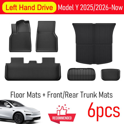 Car Floor Mats For Tesla Model Y Juniper 2025 2026 Double Layer Carpet TPE Trunk Pads Waterproof Cargo Liner Protective Kick Pad