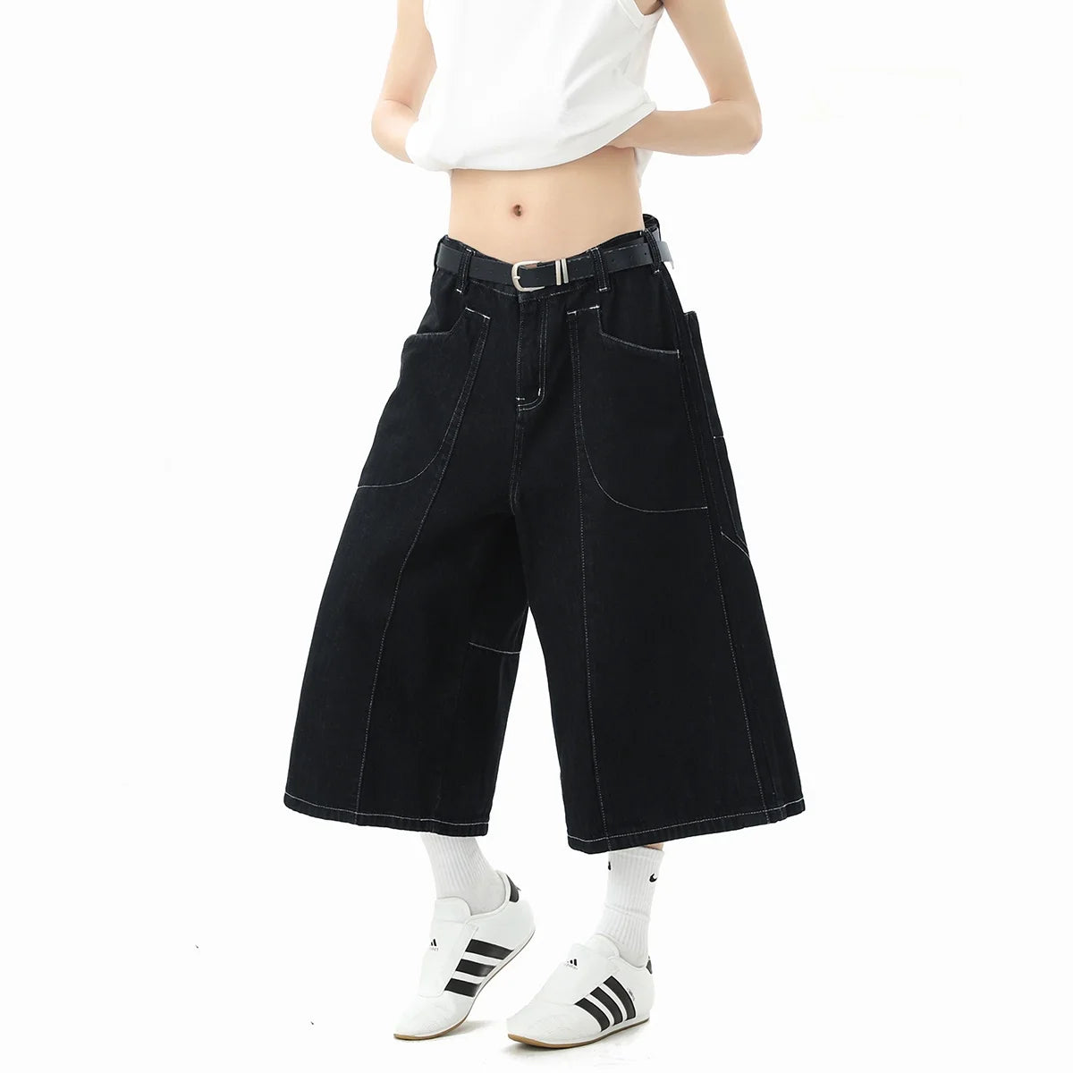 American Original Jeans Short Pants Men's Summer High Street Design Denim Seven-Quarter Length Straight Leg Casual Shorts