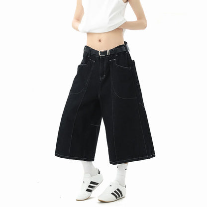 American Original Jeans Short Pants Men's Summer High Street Design Denim Seven-Quarter Length Straight Leg Casual Shorts