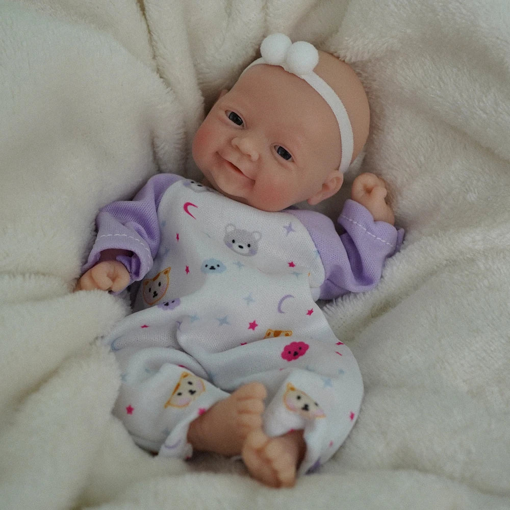 7" Micro Preemie Full Silicone Sweet Baby Doll   Lifelike Mini Reborn Doll Surprice Children Anti-Stress
