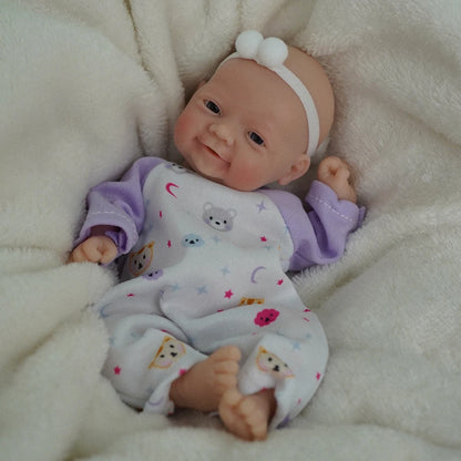 7" Micro Preemie Full Silicone Sweet Baby Doll   Lifelike Mini Reborn Doll Surprice Children Anti-Stress