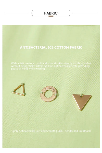 Amii Minimalist T-shirt Women's Tops O-neck Short Sleeves Geometric Decoration Antibacterial Cotton Elastic Casual Tees 12521088