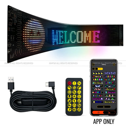 LED Sign for Car,Scrolling LED Sign,Flexible LED RGB Color Sign,Bluetooth APP,DIY Design Animations,Text, Graffiti
