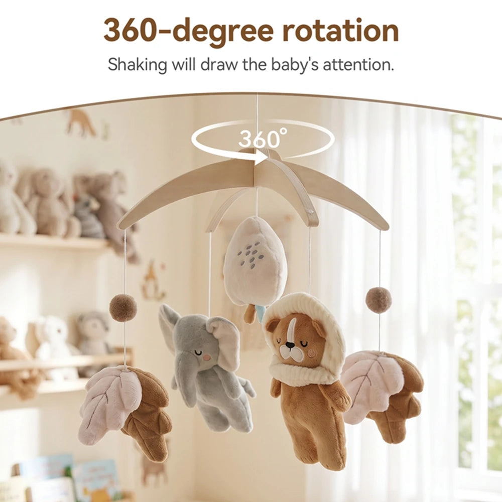 Baby Wooden Crib Mobile Bed Bell Hanging Rattle Toy Newborn Music Box Bed Bell Hanging Toys Holder Bracket Infant Crib Baby Gift