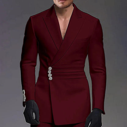 Wedding-ready Slim-fit Men Suit 2 Pieces(Jacket+Pants) Groom Suit Single-breasted Peak-lapel Formal Set for Elegance Custom