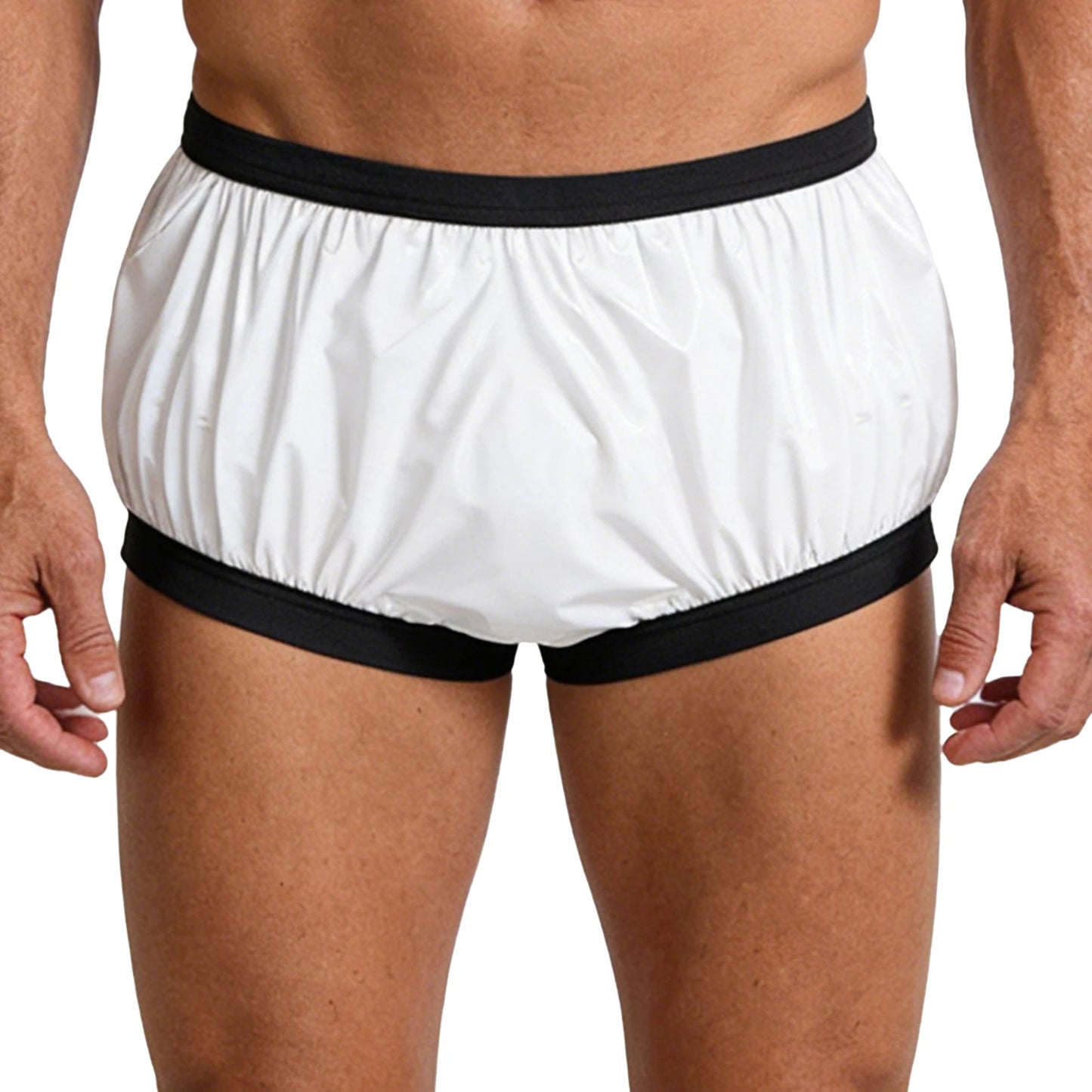 Mens Waterproof Diaper Cover Panties Elastic Waistband Glossy Briefs Leakproof Elderly Special Needs Adaptive Underwear Swimwear