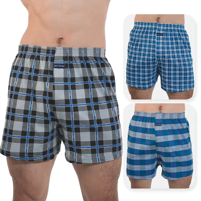 3pcs Mens High Waist Boxers Briefs 100% Cotton Plus Size Sleepwear Elastic Waistband Lounge ARO Pants Home Wear Comfort 50-140kg