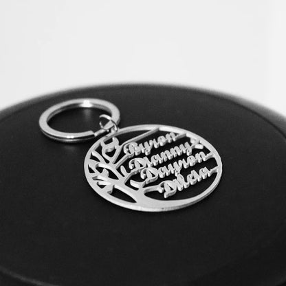 Life Tree Custom Family Names Keychain Stainless Steel Personalized With Family Members Namplate Birthday Jewelry For Men Women