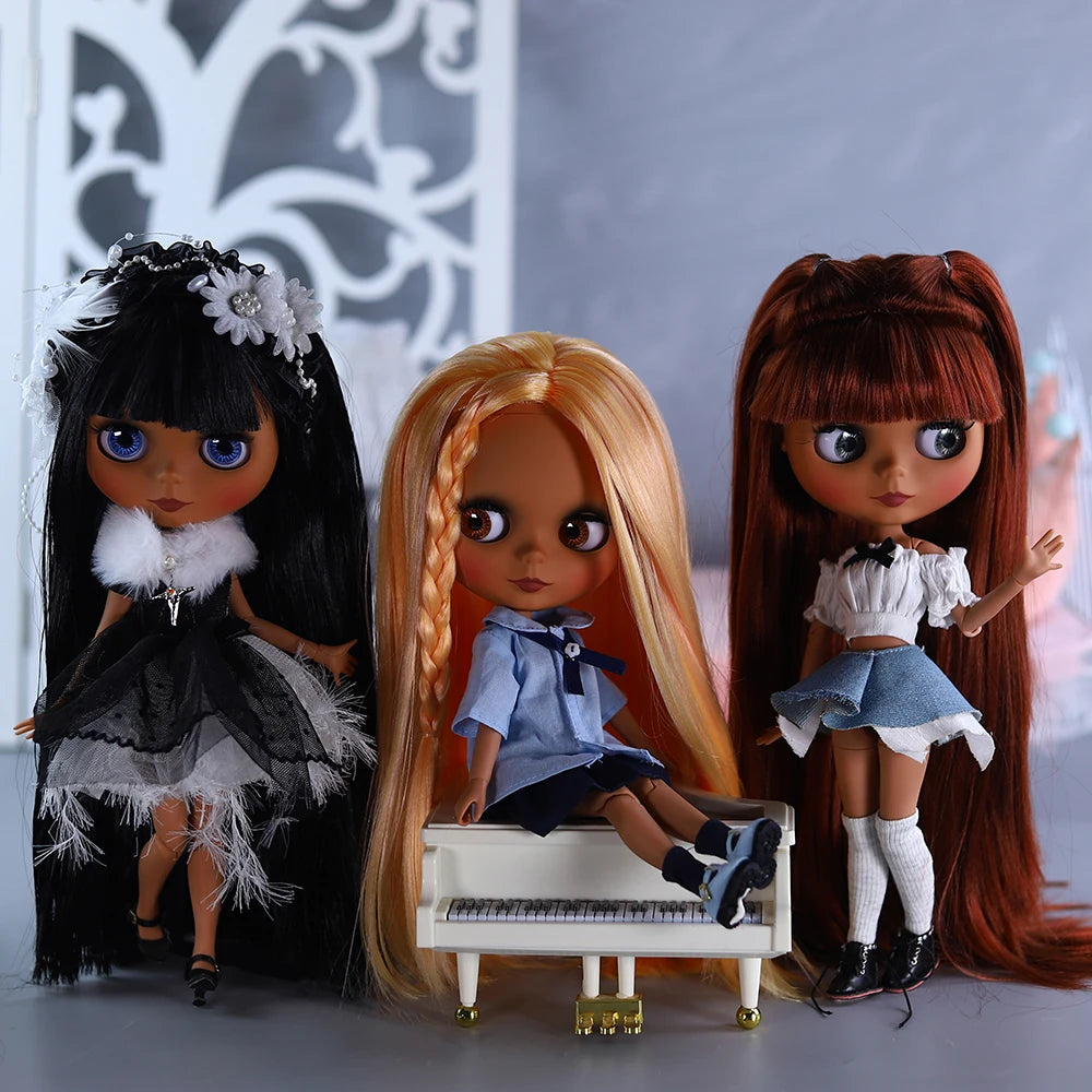 ICY DBS Blyth 1/6 Doll 30cm Black Skin Matte Face BJD Doll Full Set SD
