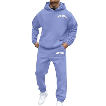 Amazon Cross-Border Hot Selling New Arrival Men's and Women's Streetwear Trendy Fleece Hooded Print Sweatshirt Set Bestseller