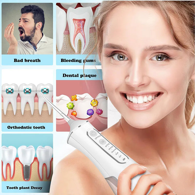 Powerful Battery Portable Electric Pick Ipx7 3 Modes Waterproof Toothbrush Combo Braces Kids Oral Irrigator Water Dental Flosser
