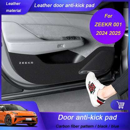 For Zeekr 001 2024 2025，Leather Car Door Anti-kick Pad Front Rear Door Protective Pad Threshold Bar Car Modification Accessories