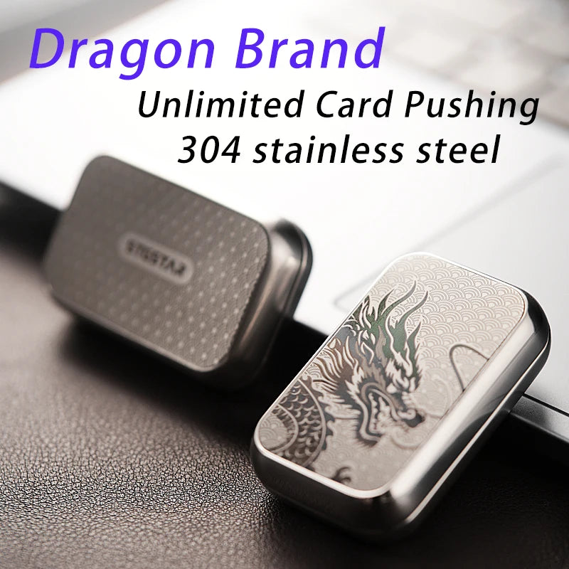 Dragon Pattern Infinite-Position Stress-Relieving Mechanical Card-Pushing EDC Metal Fidget Spinner Fingertip Toy Stress-Relievin