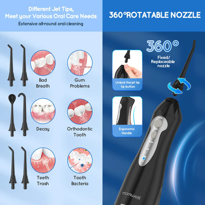 Mornwell Water Flosser Teeth Portable for Teeth/Braces USB Oral Water Floss Cleaner IPX7 Waterproof Electric Toothbrush Set Home