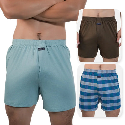 3pcs Mens High Waist Boxers Briefs 100% Cotton Plus Size Sleepwear Elastic Waistband Lounge ARO Pants Home Wear Comfort 50-140kg