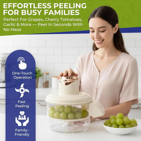 Automatic Grape Peeler Machine,Electric Garlic Peeler&Cherry Tomato Skin Remover Tool for Small Fruits,Efficient Peeling Kitchen
