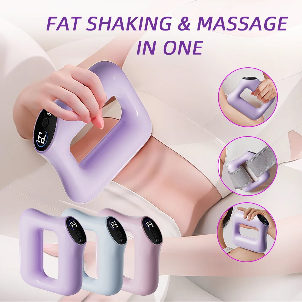 Handheld Electric Fascia Ring Rechargeable Mini Massager With Belt Vibration Fat Burning Shoulder Neck Back Muscle Relax