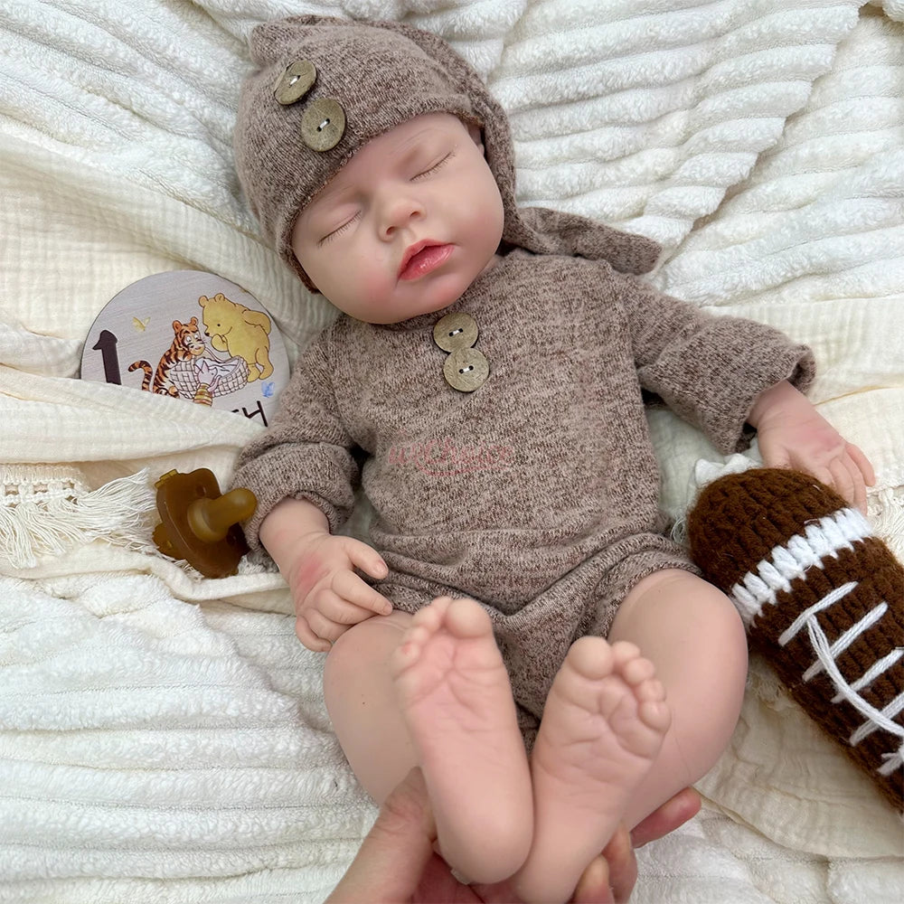 20inch Full Soft Silicone Reborn Baby Boy/Girl Can Drink and Pee Real Touch Weughted Newborn Doll for Alzheimer’s Christmas Gift