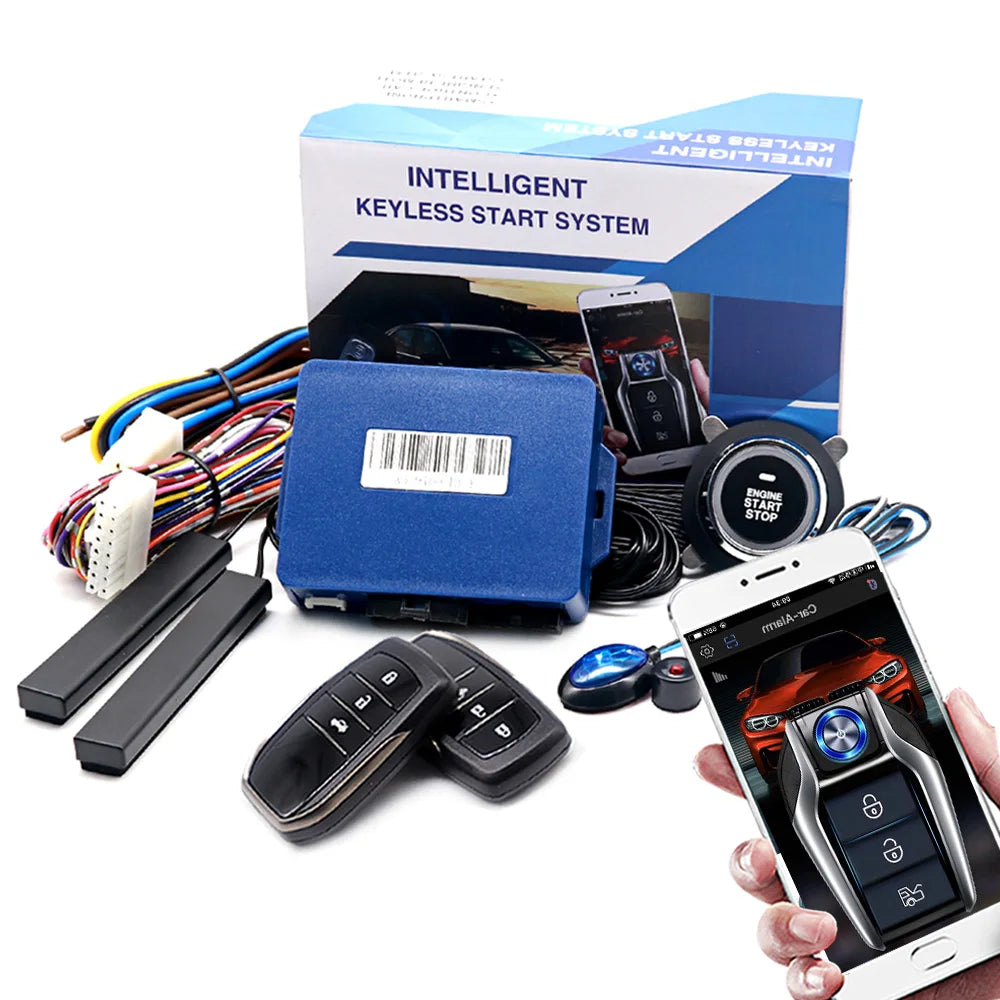Kirbin Remote starter kit Car alarm with App Start stop system for cars Engine start button Push start system Car accessory