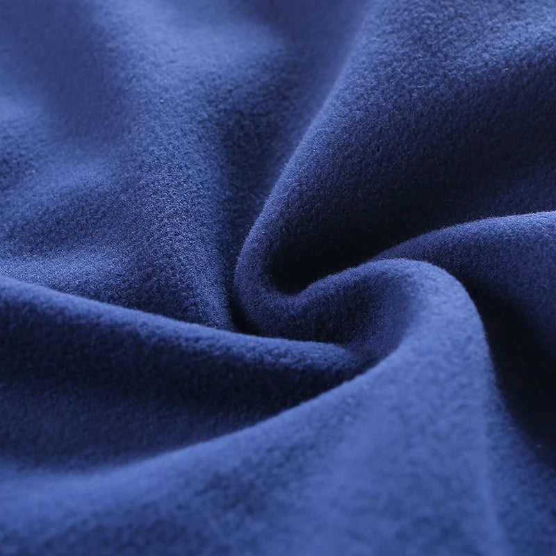 Thickened Fleece Men's Casual Straight Leg Cotton Pants Warm Elastic Waist Pure Color Autumn Winter Leisure Trousers