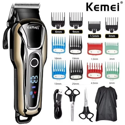 Kemei KM-1990 Hair Clipper Professional Hair Clipper Men's Hair Clipper Electric Trimmer LCD Display Hair Clipper Almighty Set