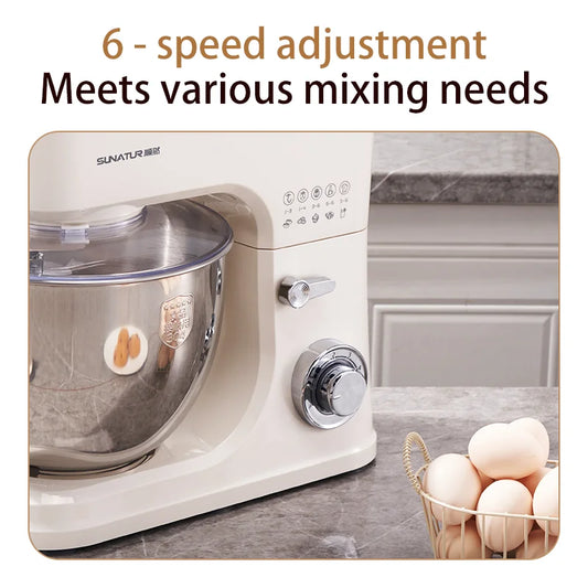 SUNATUR 8L Stand Mixer 2000W,Stainless Steel Bowl,6-Speed Dough Kneader&Egg Beater,Timed Fermentatio